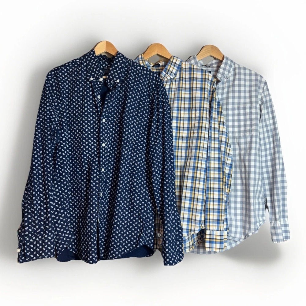 J. Crew Men's Flex Washed Classic Fit Size M Long Sleeve Button-Up Bundle (3)